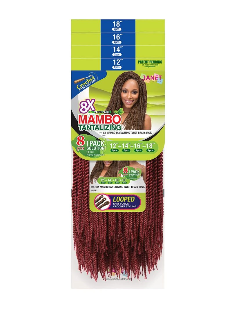JANET COLLECTION 8X MAMBO TANTALIZING TWIST BRAID - 8PCS (12,14,16,18 Inches) 2 JANET COLLECTION 8X MAMBO TANTALIZING TWIST BRAID - 8PCS (12,14,16,18 Inches) - Image 2