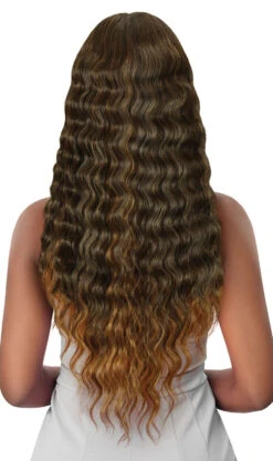OUTRE Synthetic Crimp Wave HD Transparent Lace Front Wig - ODESSA -Aveda Store QLODE Odessa Chocolate Covered Honey Back 87855.1629265841