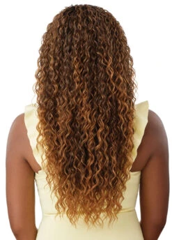 OUTRE Converti Cap Premium Synthetic Wig - W&W Island Curls -Aveda Store QVO Island Curls DR Hazelnut Brown Back 44499.1679348057