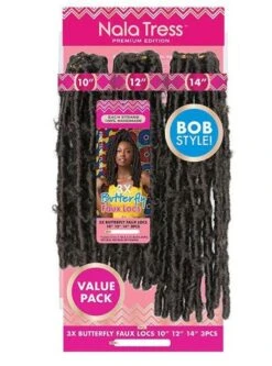 Janet Collection Nala Tress 3X BUTTERFLY FAUX LOCS Crochet Braid 10 12 14 -Aveda Store faux4m 1