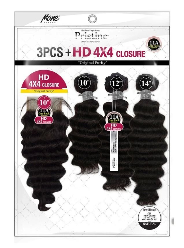 Mane Concept Pristine 11A NEW CRIMP Weave 3PCS With HD 4x4 Lace Closure (PEW4403) 1 Mane Concept Pristine 11A NEW CRIMP Weave 3PCS With HD 4x4 Lace Closure (PEW4403)