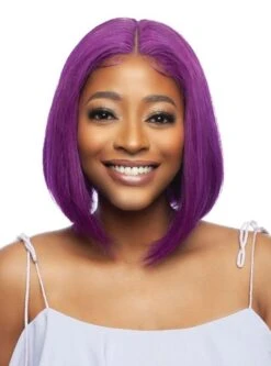 Mane Concept Trill 13A Human Hair HD 6" Deep Pre-Colored Lace Front Wig - RICH PURPLE STRAIGHT BOB