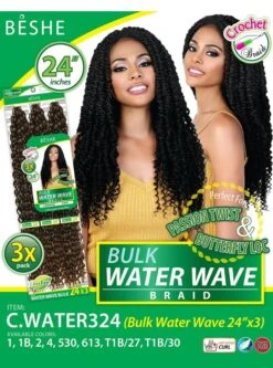 Beshe Passion Twist & Butterfly Loc 3X BULK WATER WAVE Crochet Braid 24