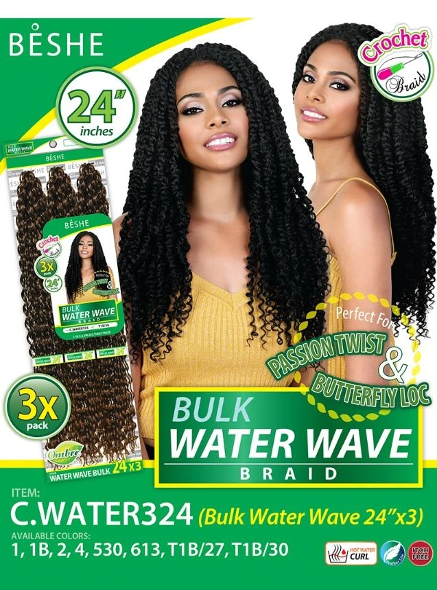 Beshe Passion Twist & Butterfly Loc 3X BULK WATER WAVE Crochet Braid 24 1 Beshe Passion Twist & Butterfly Loc 3X BULK WATER WAVE Crochet Braid 24